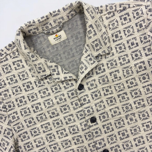 Marine Layer Other - Marine Layer Resort Shirt Men's XL Tan Neutral Geo Archive Cam Jacquard Camp